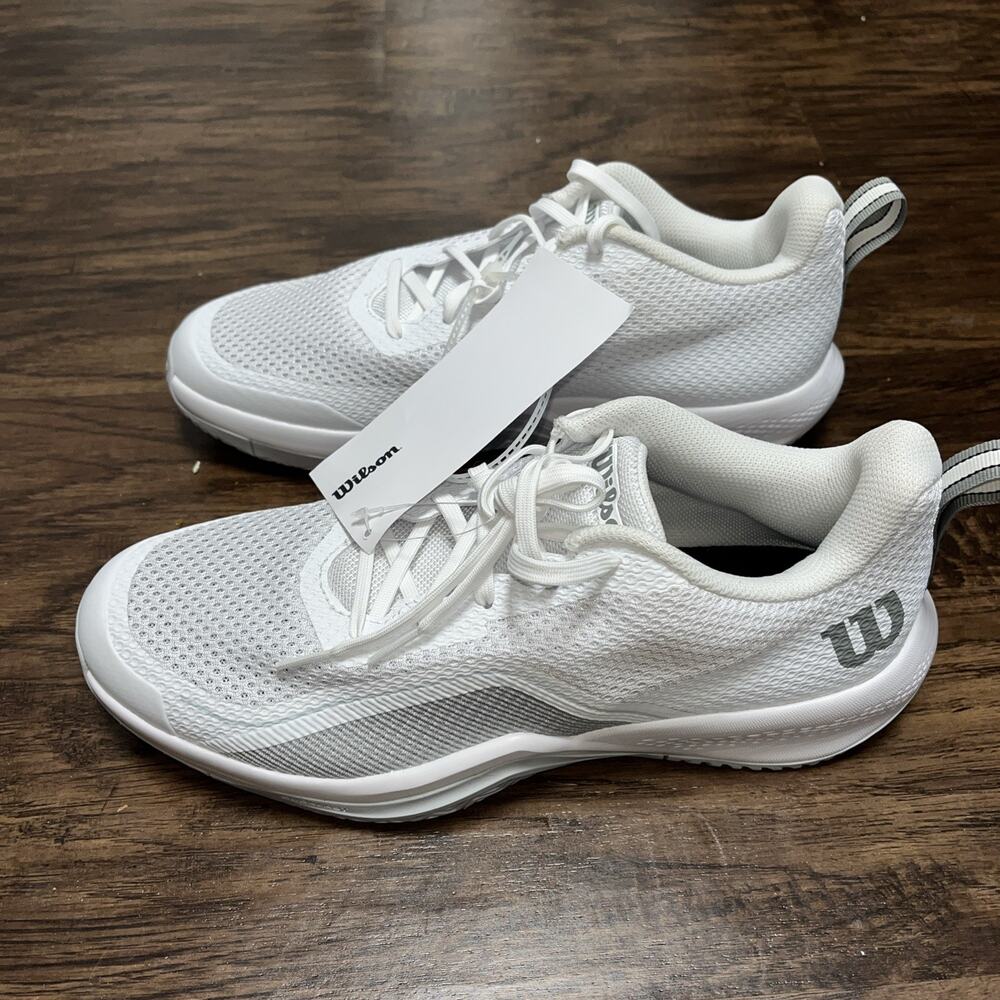 WILSON Rush Pro Lite Men's Tennis Shoe Duralast, White/Pearl Gray Size 10